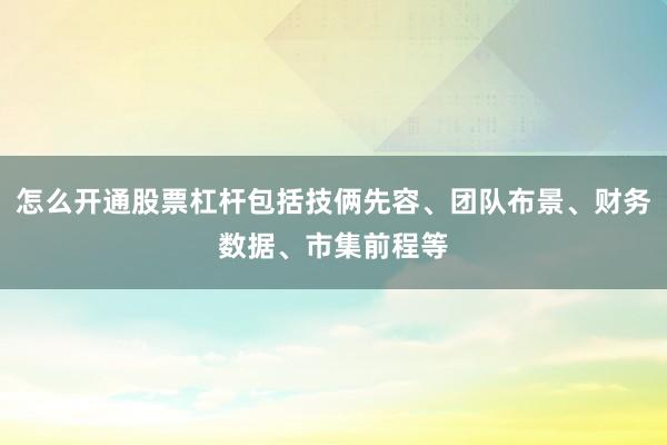 怎么开通股票杠杆包括技俩先容、团队布景、财务数据、市集前程等