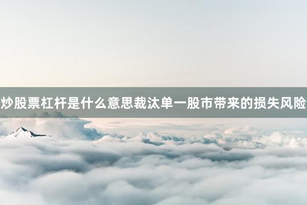 炒股票杠杆是什么意思裁汰单一股市带来的损失风险
