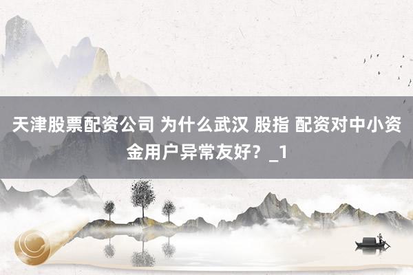 天津股票配资公司 为什么武汉 股指 配资对中小资金用户异常友好？_1