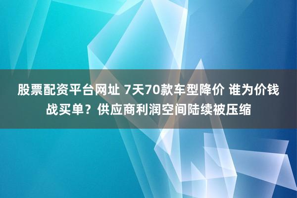 股票配资平台网址 7天70款车型降价 谁为价钱战买单？供应商利润空间陆续被压缩