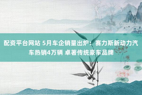 配资平台网站 5月车企销量出炉：赛力斯新动力汽车热销4万辆 卓著传统豪车品牌