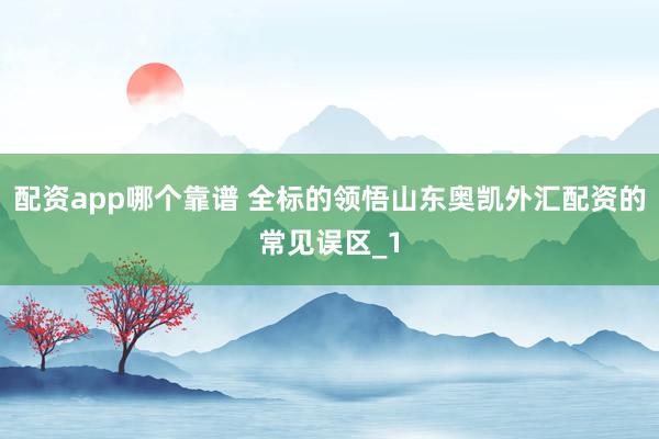 配资app哪个靠谱 全标的领悟山东奥凯外汇配资的常见误区_1