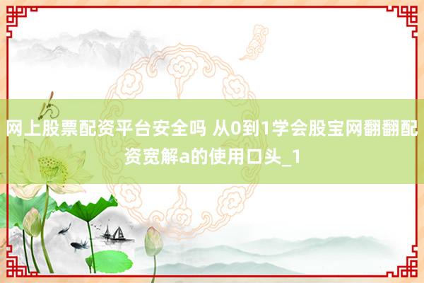 网上股票配资平台安全吗 从0到1学会股宝网翻翻配资宽解a的使用口头_1